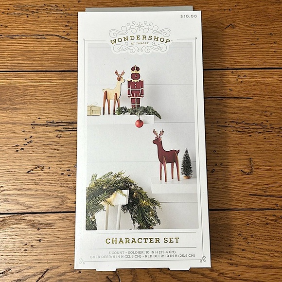 Wood Nutcracker and Deer Christmas Figurine Set 3pc Wondershop Character… - Picture 6 of 6